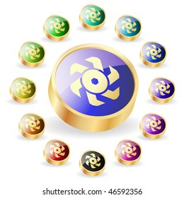 Gear vector button. Vector set.