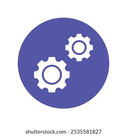Gear Vector Gylph Circle Design icon. Work In Progress Symbol on White background EPS 10 File
