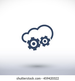 Gear vector icon. Cloud pictogram. Graphic symbol for web design, logo. Isolated sign on a white background.