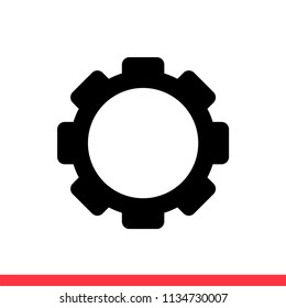 Gear vector icon, cog symbol. Simple, flat design for web or mobile app