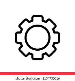 Gear vector icon, cog symbol. Simple, flat design for web or mobile app