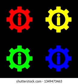 Gear vector, icon, color set. Black background