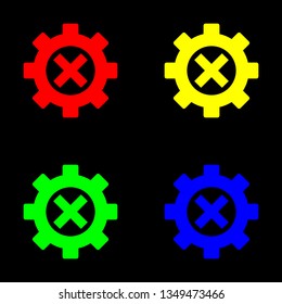 Gear vector icon, color set. Black background