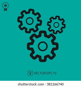 Gear vector icon EPS 10. Gears/cogs simple isolated silhouette symbol.