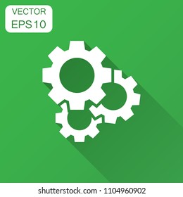 Gear vector icon in flat style. Cog wheel illustration with long shadow. Gearwheel cogwheel business concept.