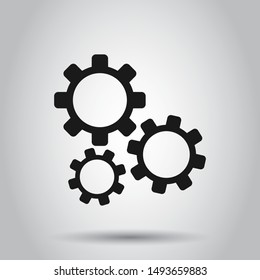 Gear vector icon in flat style. Cog wheel illustration on background. Gearwheel cogwheel business concept.