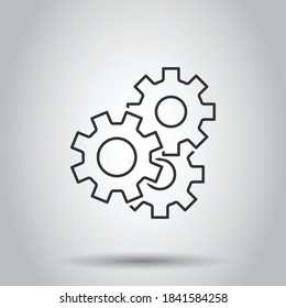 Gear vector icon in flat style. Cog wheel illustration on white isolated background. Gearwheel cogwheel business concept.