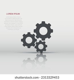Gear vector icon in flat style. Cog wheel illustration on white background. Gearwheel cogwheel business concept.