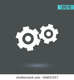 Gear vector icon. Graphic symbol for web design, logo. White glyph on a gray background. Isolated sign.