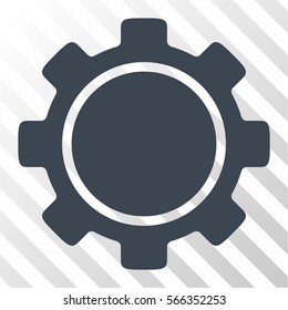 Gear vector icon. Illustration style is flat iconic smooth blue symbol on a hatched transparent background.