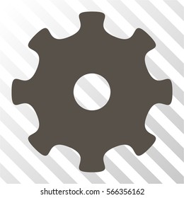 Gear vector icon. Illustration style is flat iconic grey symbol on a hatch transparent background.