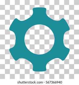 Gear vector icon. Illustration style is flat iconic soft blue symbol on a transparent background.