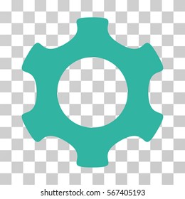 Gear vector icon. Illustration style is flat iconic cyan symbol on a transparent background.