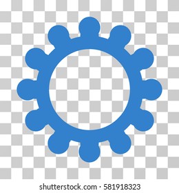 Gear vector icon. Illustration style is a flat iconic cobalt symbol on a transparent background.