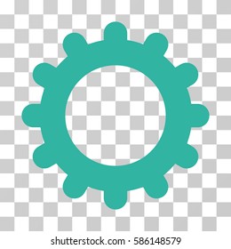 Gear vector icon. Illustration style is flat iconic cyan symbol on a transparent background.