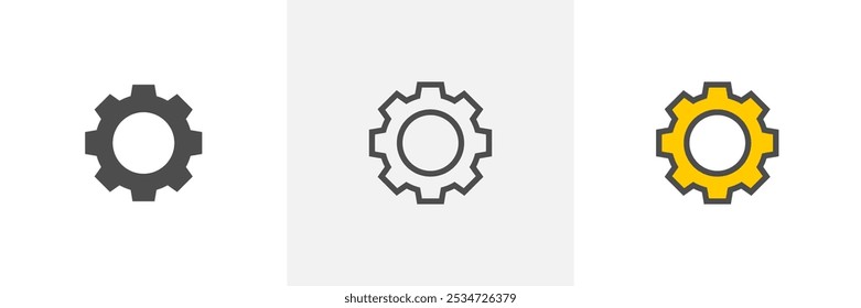 Icono del Vector del engranaje aislado, engranajes, Configuraciones con estilo plano
