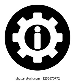 Gear vector, icon on black circle. White background