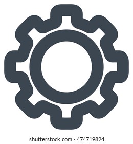 Gear vector icon. Style is contour flat icon symbol, smooth blue color, white background.