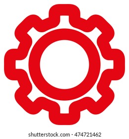 Gear vector icon. Style is contour flat icon symbol, red color, white background.