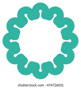 Gear vector icon. Style is contour flat icon symbol, cyan color, white background.