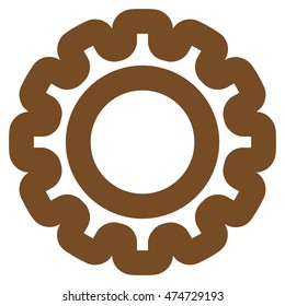 Gear vector icon. Style is contour flat icon symbol, brown color, white background.