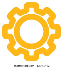 Gear vector icon. Style is contour flat icon symbol, yellow color, white background.