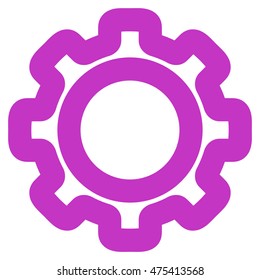 Gear vector icon. Style is contour flat icon symbol, violet color, white background.