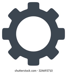 Gear vector icon. Style is flat symbol, smooth blue color, rounded angles, white background.