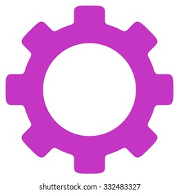 Gear vector icon. Style is flat symbol, violet color, rounded angles, white background.