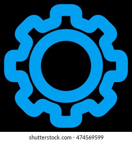 Gear vector icon. Style is linear flat icon symbol, blue color, black background.