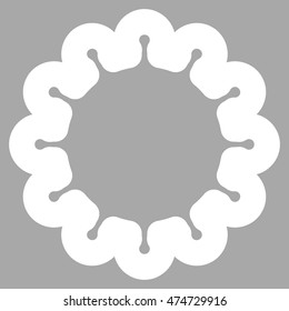 Gear vector icon. Style is linear flat icon symbol, white color, silver background.
