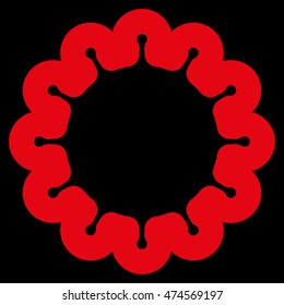 Gear vector icon. Style is outline flat icon symbol, red color, black background.