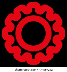 Gear vector icon. Style is outline flat icon symbol, red color, black background.