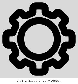 Gear vector icon. Style is stroke flat icon symbol, black color, light gray background.