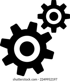 Engranaje, icono vector. Dos artes negras sobre un fondo blanco.