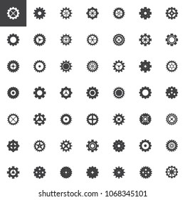 Gear vector icons set, modern solid symbol collection filled style pictogram pack. Signs logo illustration. Set includes icons as cogwheel, cog, gear wheel, wheel, settings, part, mechanism, clockwork