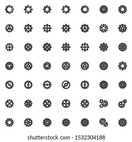 Gear vector icons set, modern solid symbol collection, filled style pictogram pack. Signs, logo illustration. Set includes icons as cogwheel, cog mechanism, setting gear, wheel, configuration
