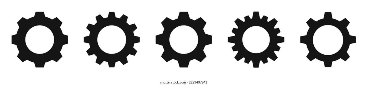 Gear vector icons. Gear wheel icon set. Gear icon set. Settings, configuration concept icons. Gear settings. Cogwheel icon collection. Vector EPS 10