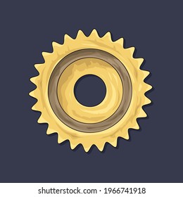 Gear. Vector illustration. The colored round jagged element of the mechanism. Isolated detail. Steampunk. Engineering mechanism, equipment