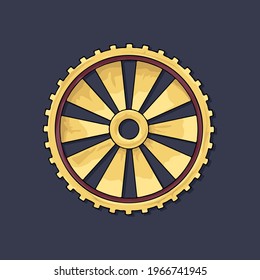 Gear. Vector illustration. The colored round jagged element of the mechanism. Isolated detail. Steampunk. Engineering mechanism, equipment
