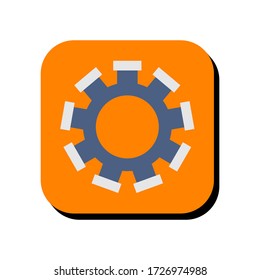 Symbol für die Darstellung von Zahnrädern. Zahnradsymbol in zweidimensionaler Form. Das Konzept von Teamwork, Kooperation und Partnerschaft durch den Einsatz eines modernen Schalters.
