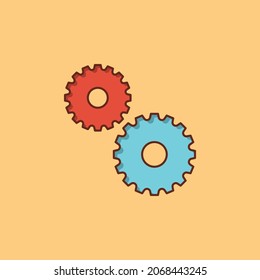 gear Vector illustration on a transparent background. Premium quality symbols.Vector line flat color icon for concept and graphic design.