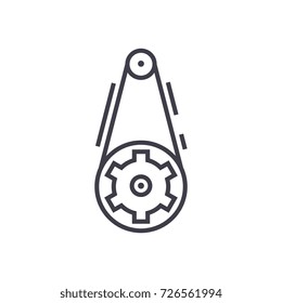 gear vector line icon, sign, illustration on background, editable strokes