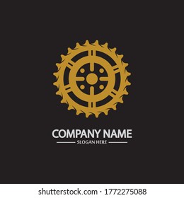 Gear vector logo isolated on a black background. Icon silhouette design template. Simple symbol concept in flat style. Abstract sign  pictogram for web  mobile and infographics.