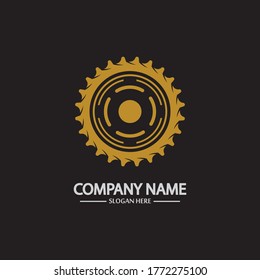 Gear vector logo isolated on a black background. Icon silhouette design template. Simple symbol concept in flat style. Abstract sign  pictogram for web  mobile and infographics.