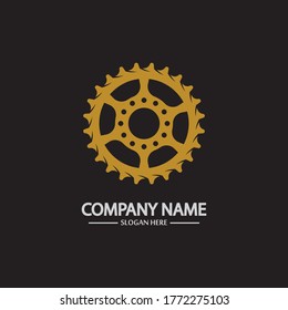 Gear vector logo isolated on a black background. Icon silhouette design template. Simple symbol concept in flat style. Abstract sign  pictogram for web  mobile and infographics.