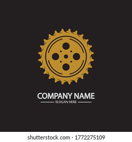 Zahnradlogo einzeln auf schwarzem Hintergrund. Icon Silhouette Design-Vorlage. Einfaches Symbol-Konzept im flachen Stil. Abstraktes Zeichenpiktogramm für Web Mobile und Infografiken.