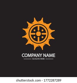 Zahnradlogo einzeln auf schwarzem Hintergrund. Icon Silhouette Design-Vorlage. Einfaches Symbol-Konzept im flachen Stil. Abstraktes Zeichenpiktogramm für Web Mobile und Infografiken.