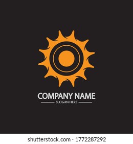 Gear vector logo isolated on a black background. Icon silhouette design template. Simple symbol concept in flat style. Abstract sign  pictogram for web  mobile and infographics.
