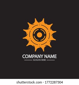 Gear vector logo isolated on a black background. Icon silhouette design template. Simple symbol concept in flat style. Abstract sign  pictogram for web  mobile and infographics.
